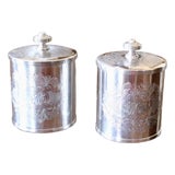 Small English Silver Plate Tea Caddies, Henry Birks and Sons- A Pair For Sale