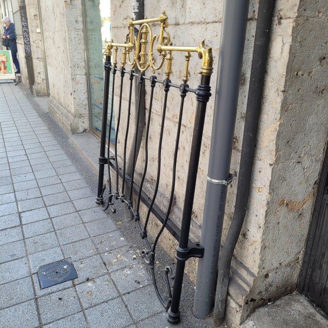 Art Nouveau Style Wrought Iron Bed Headboard, Spain, 1930s For Sale - Image 9 of 18