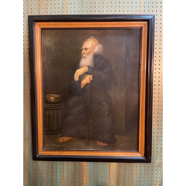 Mid 20th Century Continental School Portrait Oil Painting, Framed For Sale - Image 9 of 9