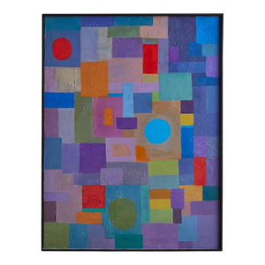 Framed Multicolor Abstract Oil on Canvas Painting by Clara Shainess