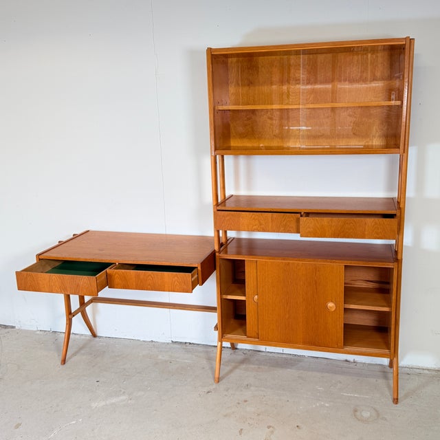 Wood Modular Vintage Wall Unit with Desk by František Jirák for Tatra, 1960s For Sale - Image 7 of 16