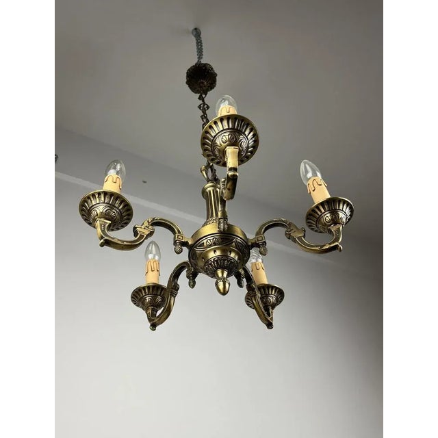 1960s 5-Light Bronze Chandelier, Italy, 1960s For Sale - Image 5 of 11