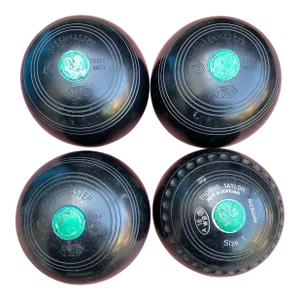 Vintage Thomas Taylor Lignoid Progrip Flat Greenmaster Bowls - Set of 4