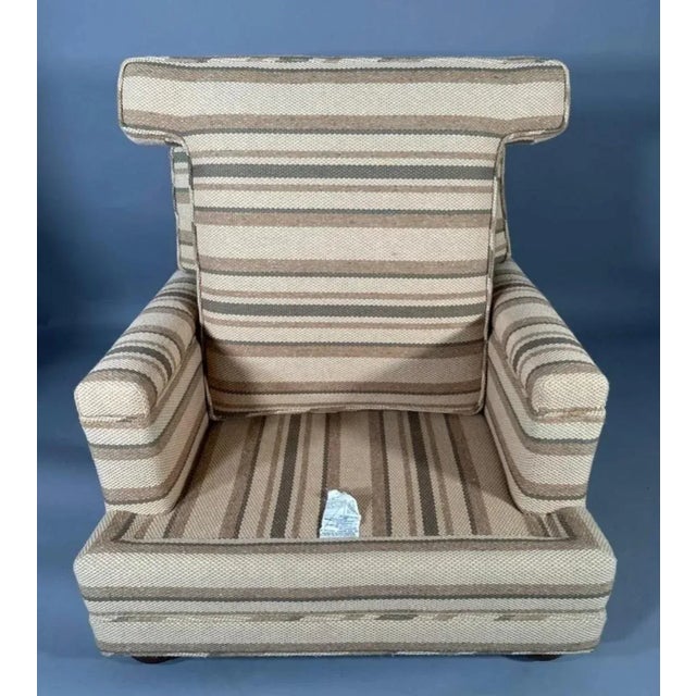 Textile Large Scale Jean Michel Frank Style Upholstered Armchair and Ottoman Circa 1950 For Sale - Image 7 of 8