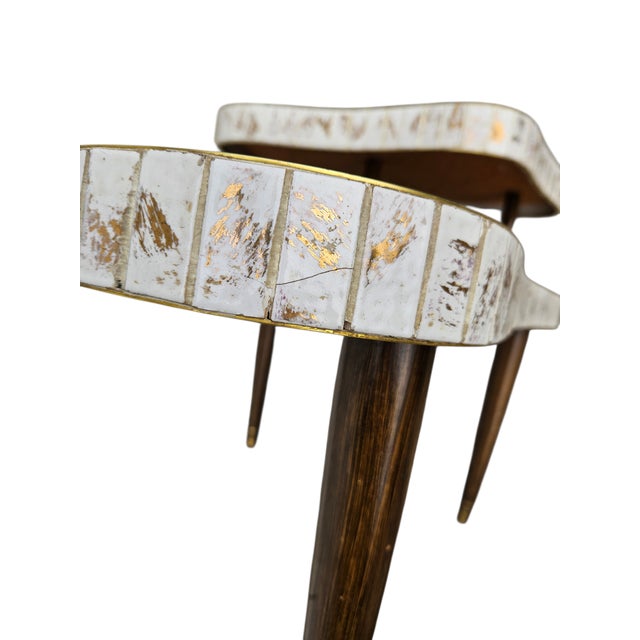 1950s 1950s Atomic Floating End Table Tile Top Mid Century Step Side Table Tiki For Sale - Image 5 of 13