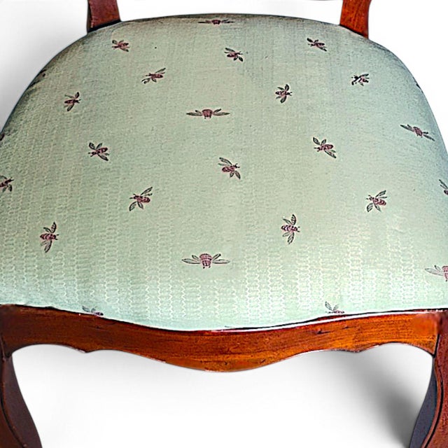 Late 20th Century 1970s Vintage Italian Chippendale Walnut Dining Chairs With Bee Silk Upholstery - Set of 5 For Sale - Image 5 of 11