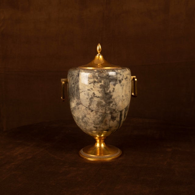 Grey Parchment and Brass Thermos Glacette by Macabo for Cusano Milanino, Italy, 1950 For Sale - Image 17 of 17