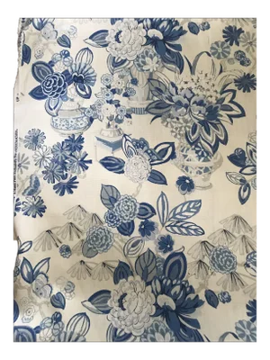 Schumacher Bouquet Chinois Linen Fabric - 5 1/2 Yards