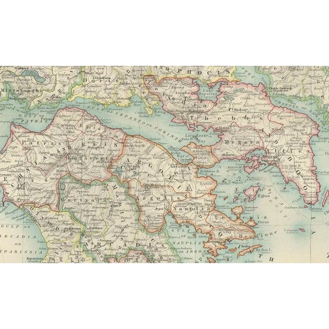 Title: Antique Map of Greece and the Cyclades, 1903, with Intricate Detail and Inset Maps : This antique map, titled...