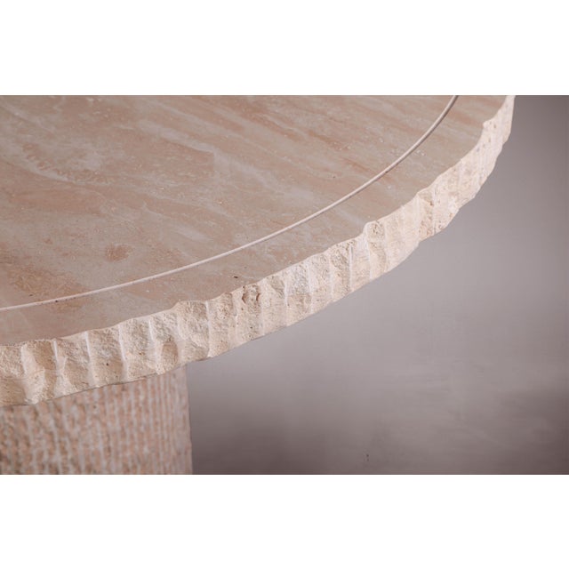Bord D'éclat Travertine Round Dining Table For Sale - Image 4 of 5