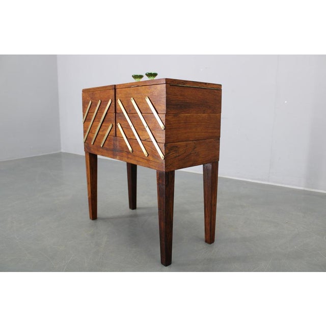 Mid-Century Danish Unfolding Sewing Box in Wood and Brass, 1960s For Sale - Image 10 of 16