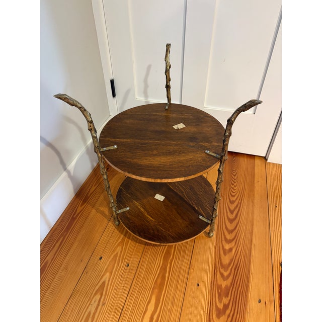 Brown Maison Bagues Two Tier Walnut Dore Faux Bois Side Table For Sale - Image 8 of 10