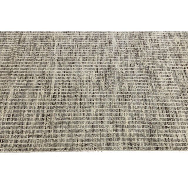 Modern Moroccan Style Wool Rug Neutral Earth Tones & Minimalist Grid Pattern For Sale - Image 10 of 10