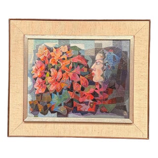 Ragnar Ring, Flower Girl, 1975, Oil Painting on Panel, Framed For Sale