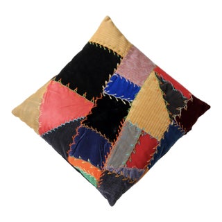 Antique Victorian Crazy Quilt Pillow For Sale
