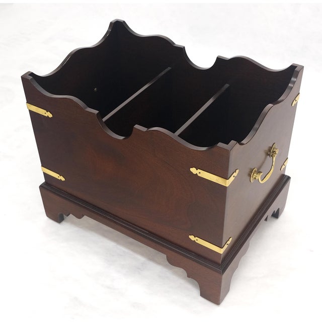 Large Chippendale Campaign Style Mahogany Brass Magazine Rack c1970s MINT For Sale - Image 11 of 14
