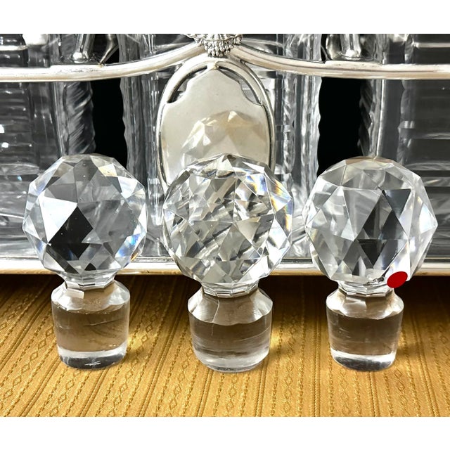 Late 19th Century Decanter Set Antique Circa 19th / Tantalus Epns Set With Sterling Silver Liquor Tags - 4 Pieces For Sale - Image 5 of 12