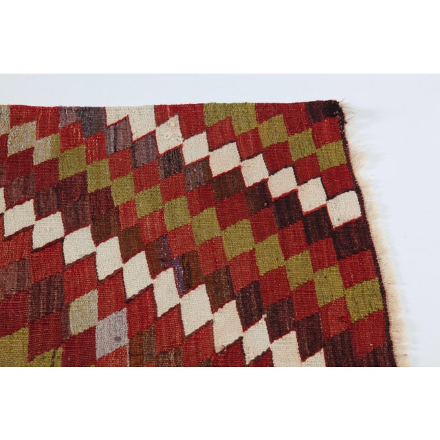 Red Handmade Vintage Tribal Kilim Rug-3' 3'' X 4' 1'' For Sale - Image 8 of 8