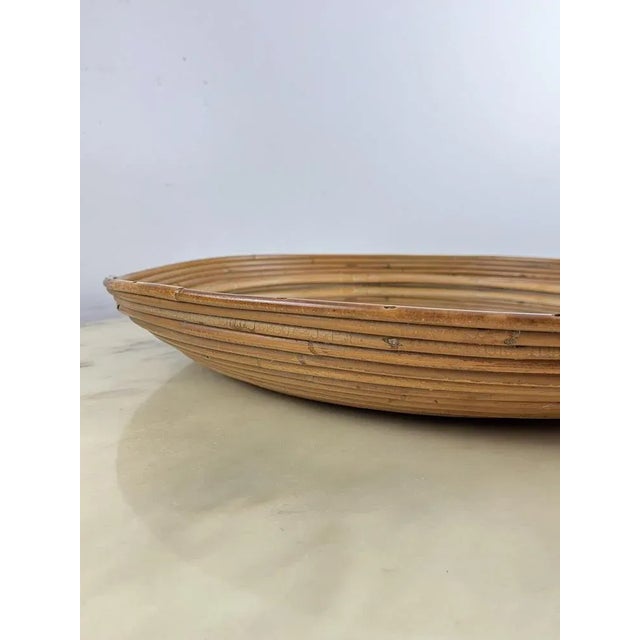 Mid-Century Round Bamboo Mirror, 1960s For Sale - Image 9 of 12