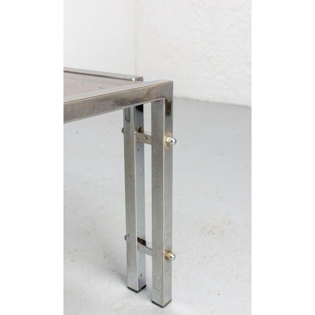 1970s Vintage French Coffee Table in Chrome and Smoked Glass, 1970 For Sale - Image 5 of 12
