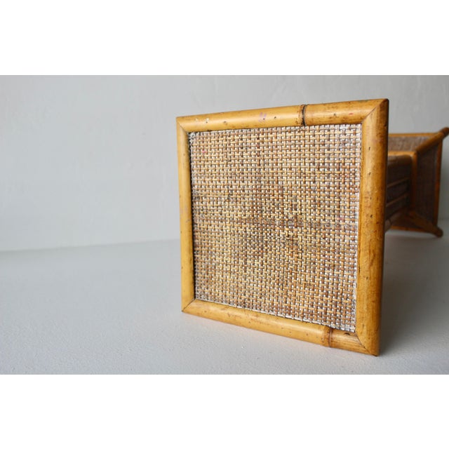 Vintage Bamboo Rattan Pedestal Column Plant Stand For Sale - Image 12 of 14