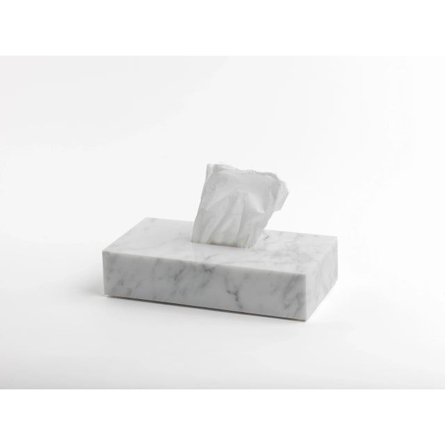 Stone Tissue Box Cover in Black Marble For Sale - Image 7 of 11