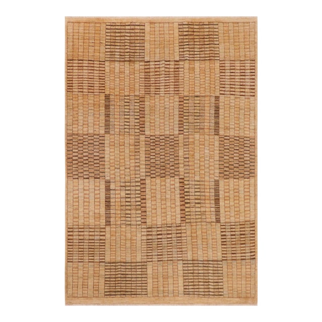 1990s 1990's Boho Chic Gabbeh Tan/Brown Wool Rug - 7'8" X 9'8" For Sale