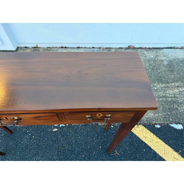 Late 20th Century Custom Made Mahogany Hepplewhite Style 3 Drawer Console Table For Sale - Image 15 of 18