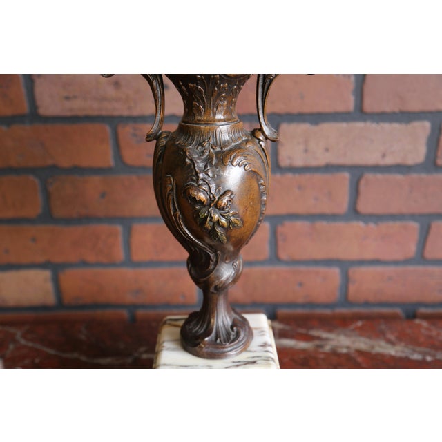 French Provincial 19th Century French Bronze & Marble Vases For Sale - Image 3 of 10
