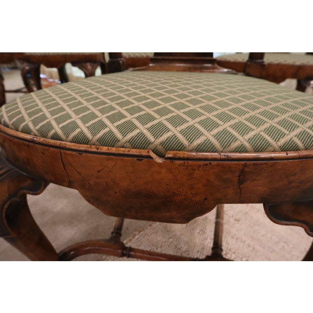 8 Fantastic Charles Tozer Walnut Burl English Queen Anne Reproduction Dining Chairs For Sale - Image 15 of 15