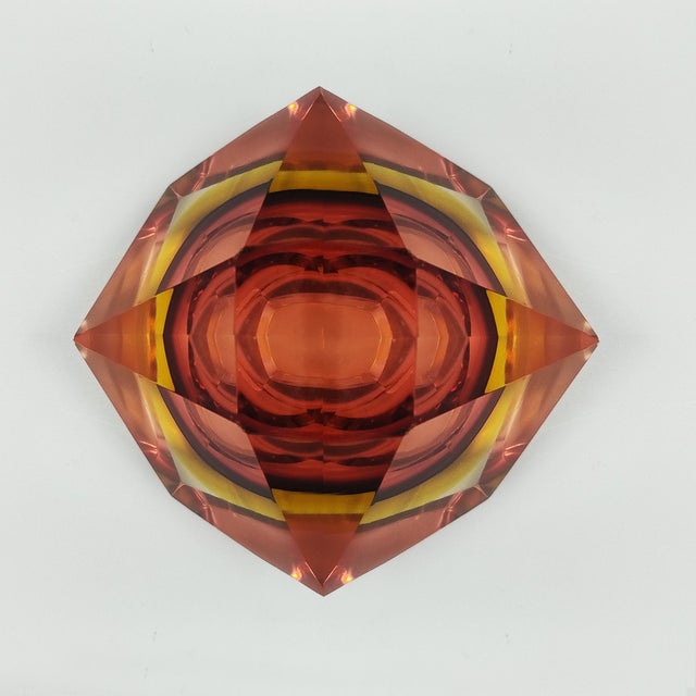 1960s Vintage Italian Amber and Yellow Ashtray by Flavio Poli for Seguso, 1960s For Sale - Image 5 of 6