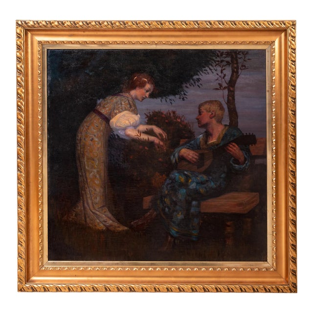 Herman Frobenius Large Antique German Oil Canvas Hermann Frobenius Pre-Raphaelite Painting 1900, 1900 For Sale