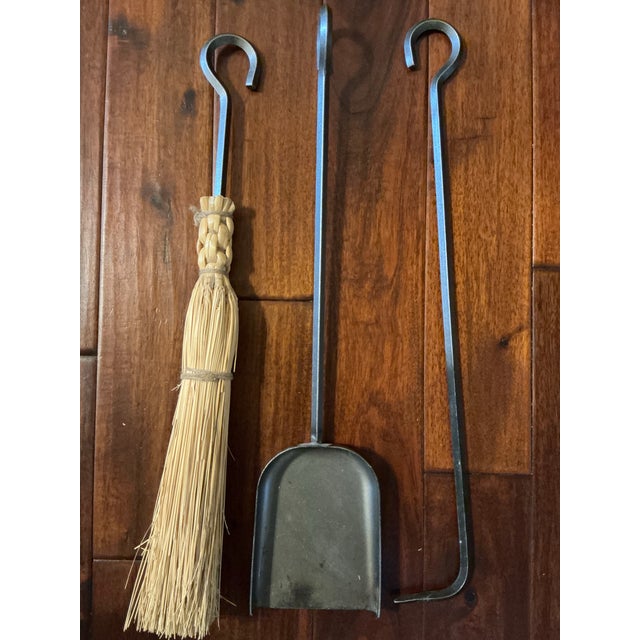 Mid 20th Century Enclume Hand-Forged Iron Fireplace Tool Set For Sale - Image 4 of 10