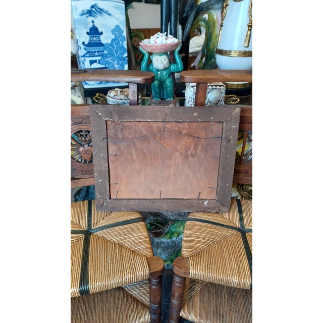 Vintage framdd oil painting on board of floral arrangement. Unsigned