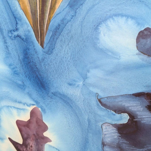 Mary Gizdich Original 1983 Abstract Watercolor Painting Framed Art “Blue Waltz” For Sale In San Francisco - Image 6 of 6