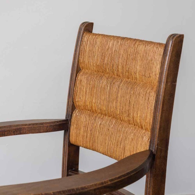 1940s Pair of Carved Wood and Woven Chairs by Charles Dudouyt For Sale - Image 12 of 13