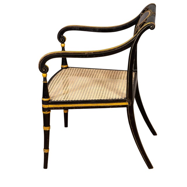 Regency Ebonized and Parcel Gilt Armchairs - Set of 4 For Sale In Boston - Image 6 of 9