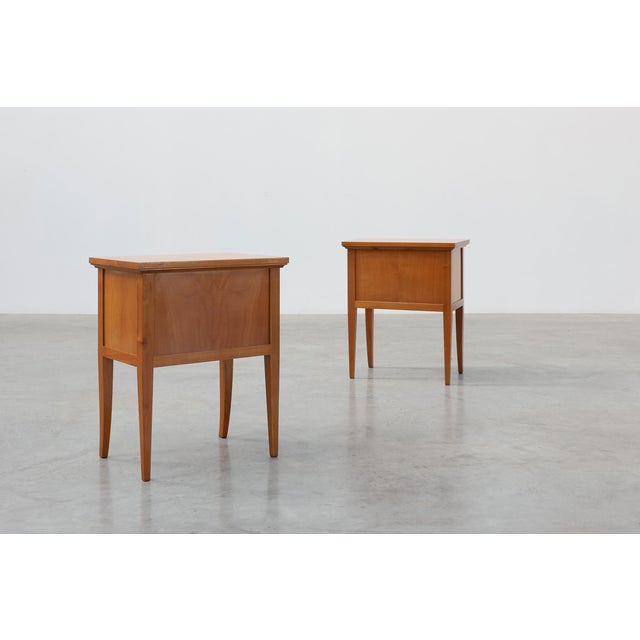 Mid-Century Bedside Tables with Brass Handles, France, 1950s, Set of 2 For Sale - Image 12 of 13
