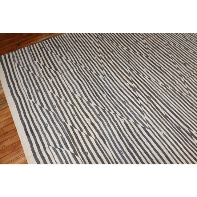 Textile Zebra Style Vintage Persian Kilim - 8'4" x 9'6" For Sale - Image 7 of 9