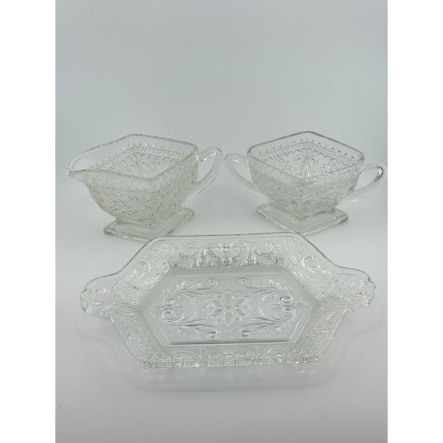 Vintage Indiana Glass Tray, Cream & Sugar Set For Sale - Image 9 of 11