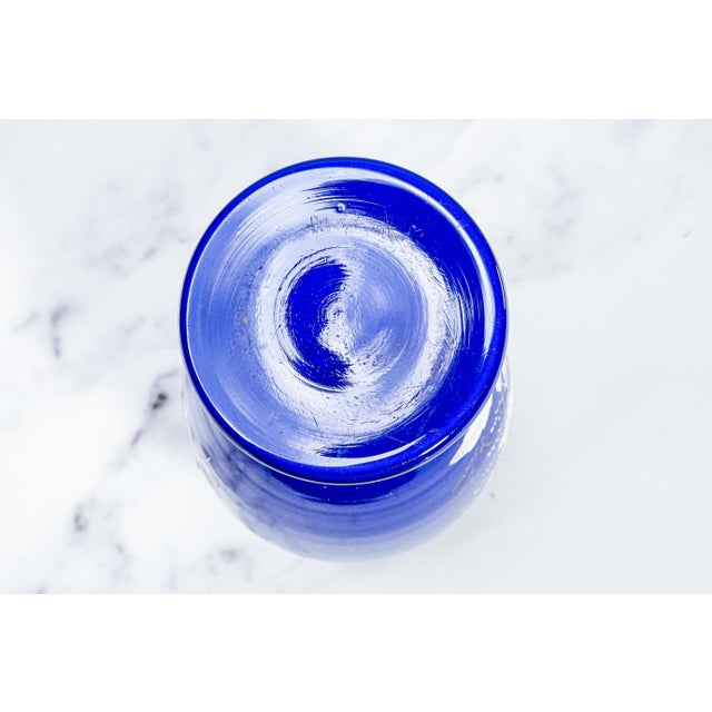 Striking Cobalt Blue and Hand Painted White Dragon Fly Flower Design Antique Victorian Decorative Vase For Sale - Image 17 of 17