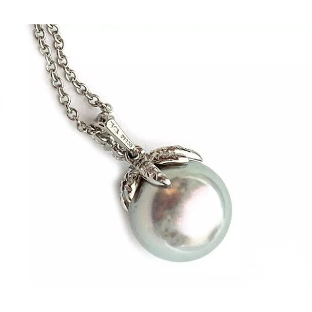 Tiffany & Co. Fireworks Diamond Pale Gray Pearl Platinum Pendant Necklace For Sale In Miami - Image 6 of 8