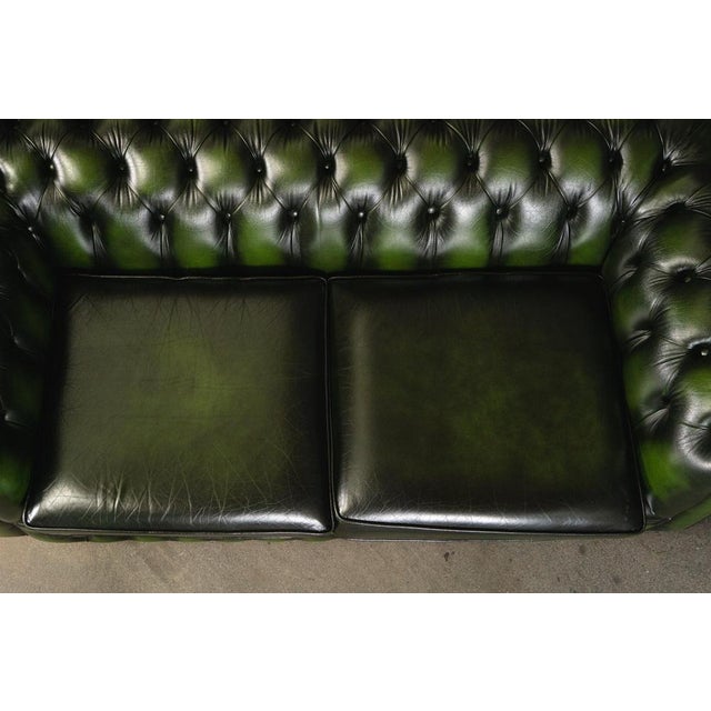 Wood English Chesterfield Style Sofa in Leather For Sale - Image 7 of 18