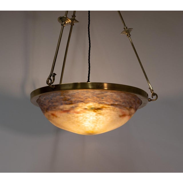 Gold Art Deco Lunéville Pat De Verre Ceiling Light by Muller Frères, 1925 For Sale - Image 8 of 17