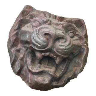 Large Bronze Lion Head Sculpture For Sale