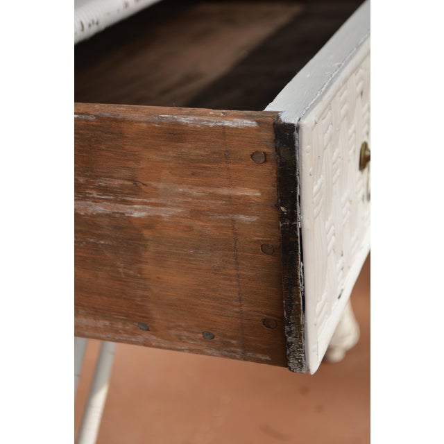 Vintage White Wicker Writing Desk W/ Drawer / Side Basket & Cubbies / Shelves For Sale - Image 13 of 18