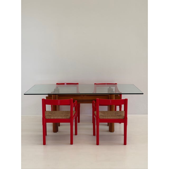 Wooden Dining Table with Glass Top, 1970s, in Flawless conditions. Designed 1970 to 1979