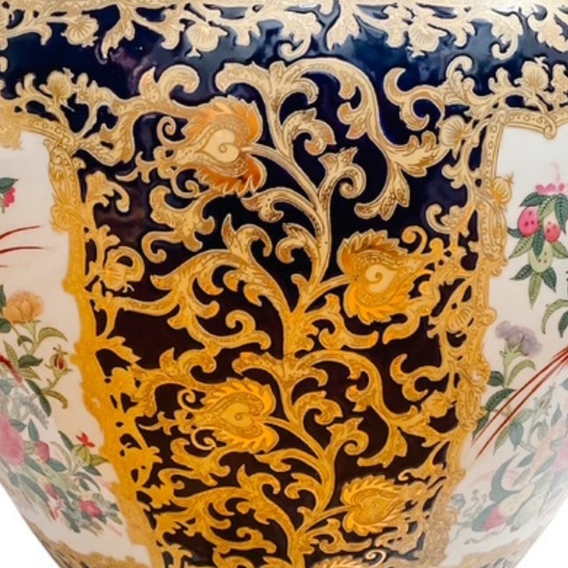 Ceramic Mid 20th Century Large Scale Chinese Export Rose Canton Fish Bowl Planter For Sale - Image 7 of 10