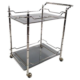 Vintage Two-Tier Chrome Bar Cart For Sale