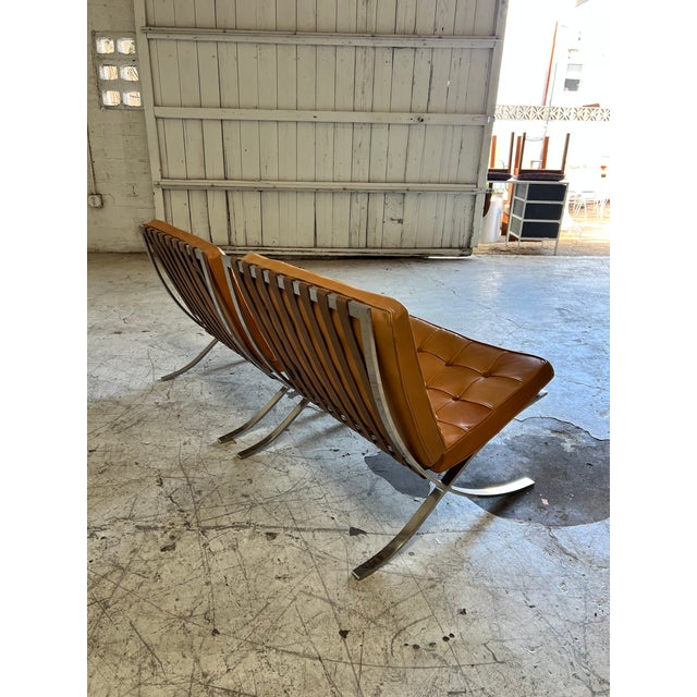 Knoll Early Vintage Mies Van Der Rohe Leather Barcelona Lounge Chairs for Knoll - A Pair For Sale - Image 4 of 6